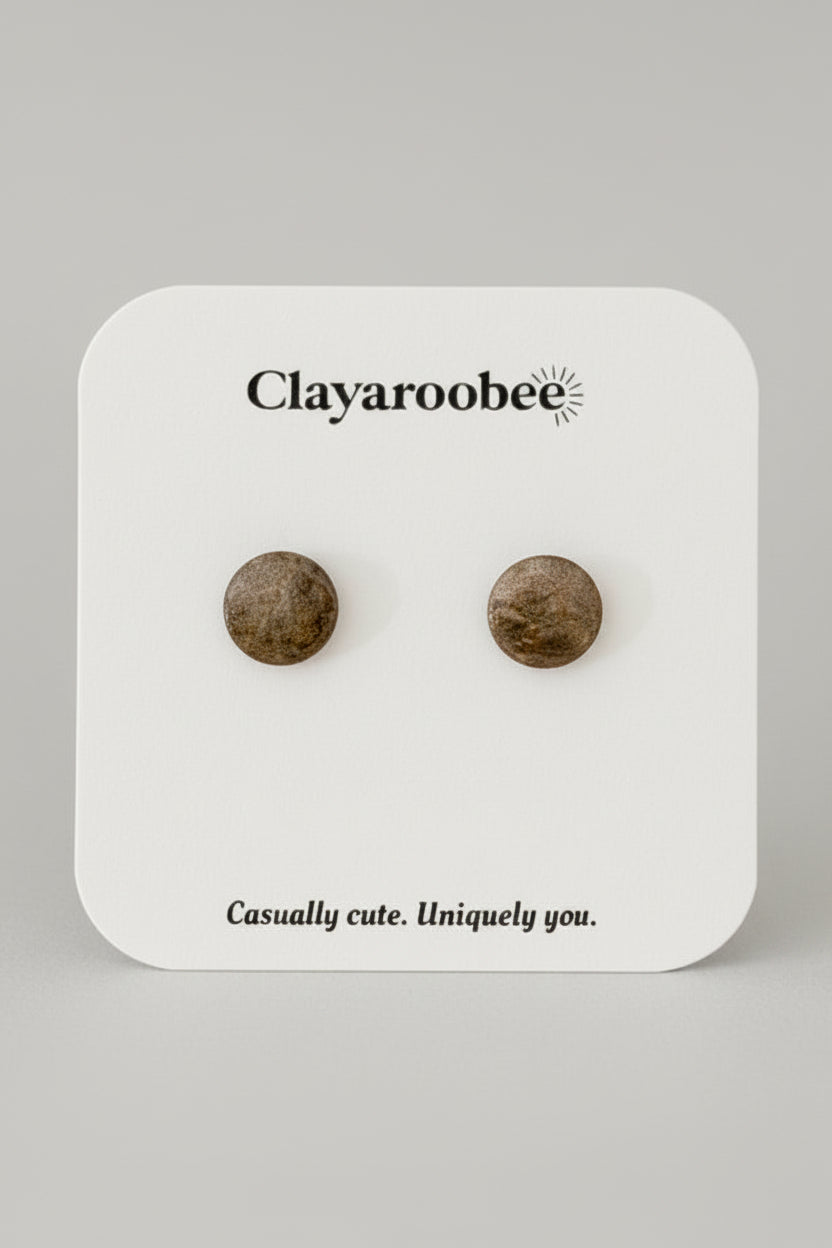 Hammered Shimmer Circle Stud, Brown