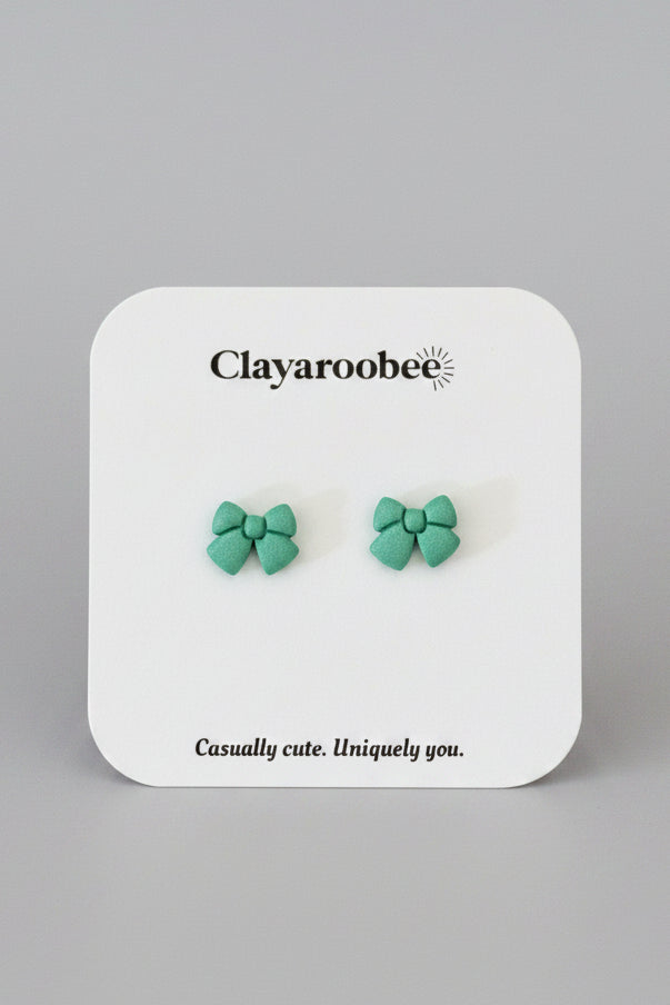 Bow Stud, Mini, Teal Green