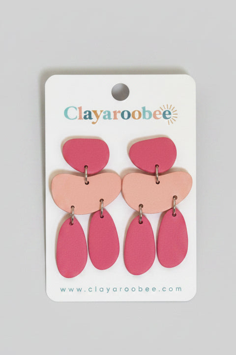 Multi Pc Organic Shapes Dangle - Pink, Coral, Peach