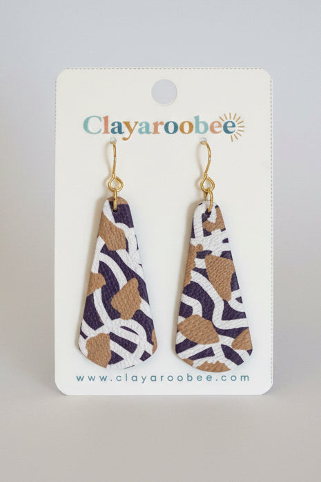 Teardrop Dangle, Textured Squiggles & Sport in Purple, White, Gold