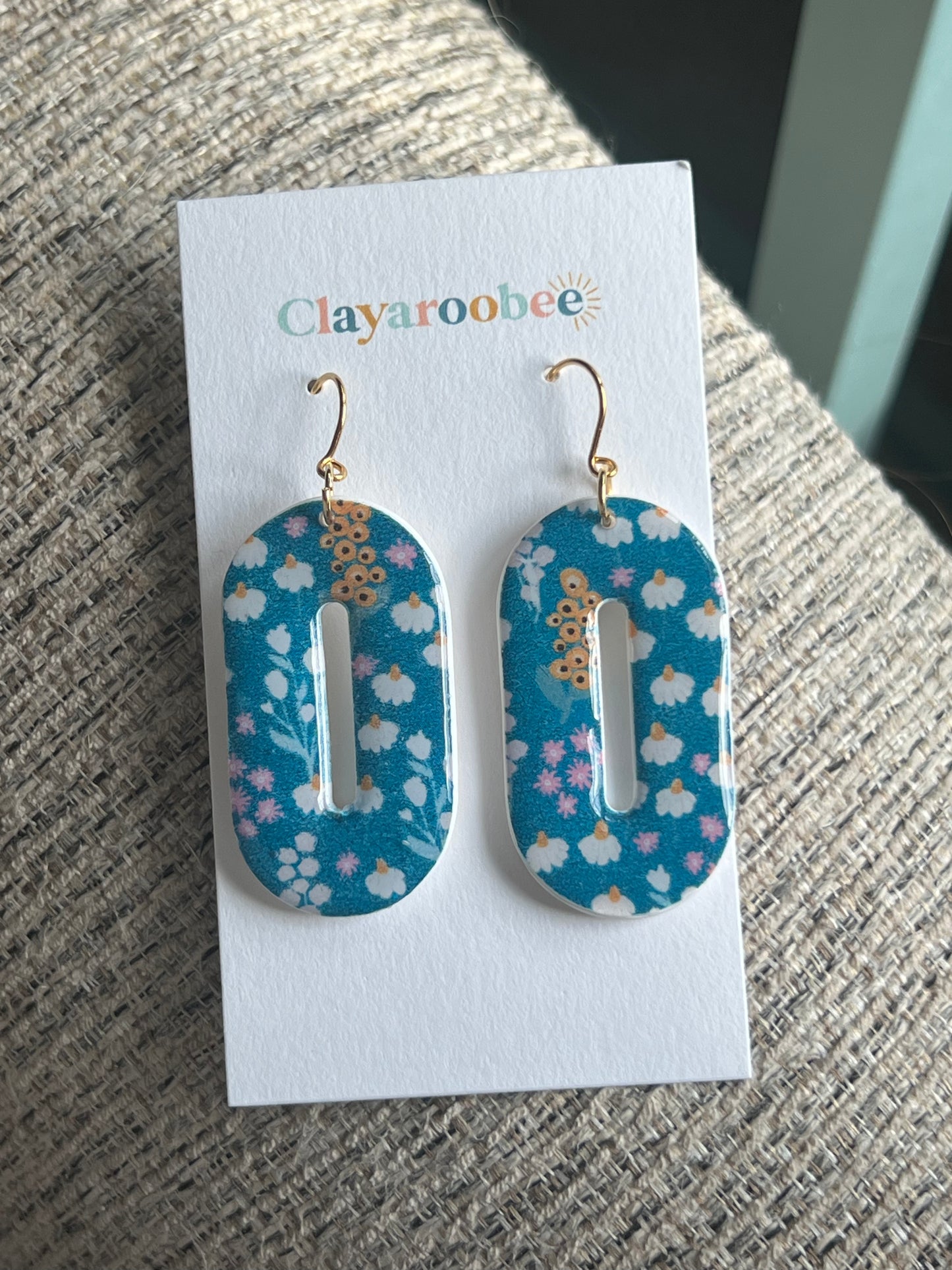 Blue Oval Donut Floral Design
