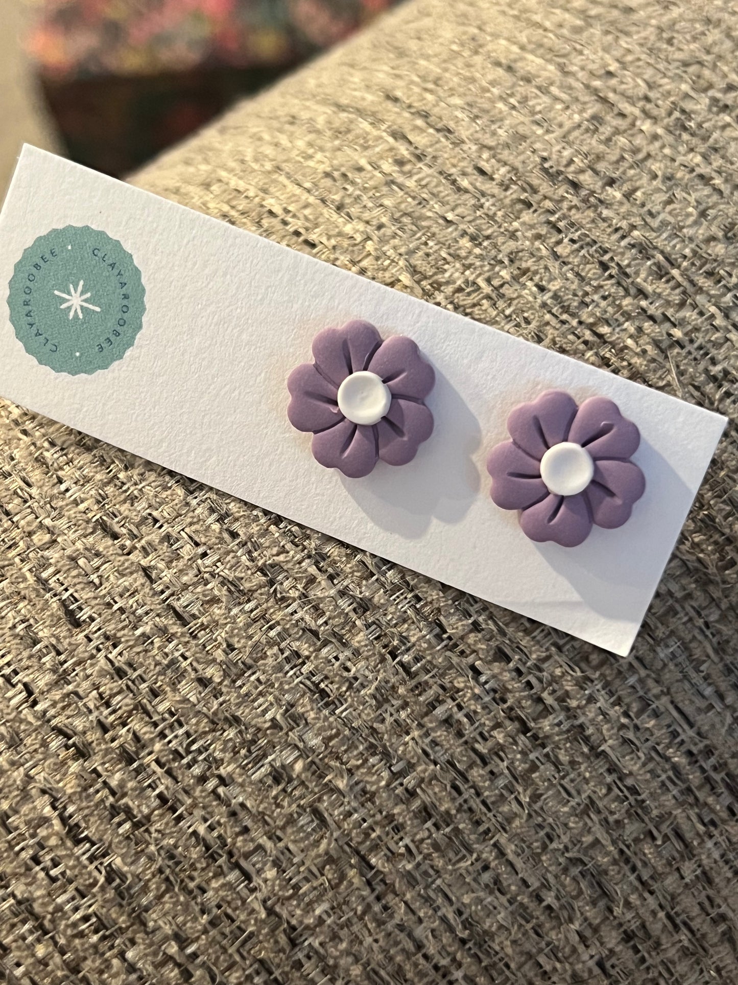 Purple Wavy Flower Stud