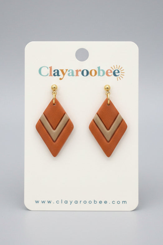 Chevron Diamond Dangle, Burnt Orange