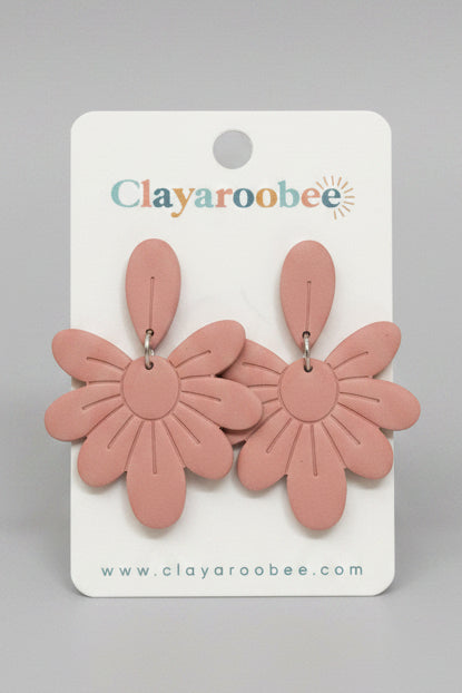 Loose Petal Flower Dangle, Dusty Pink