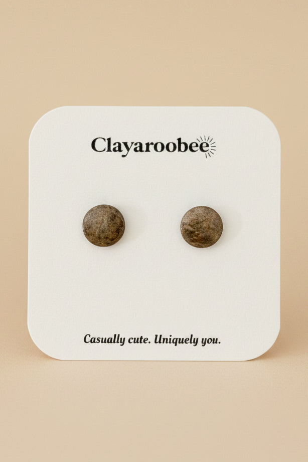 Hammered Shimmer Circle Stud, Brown
