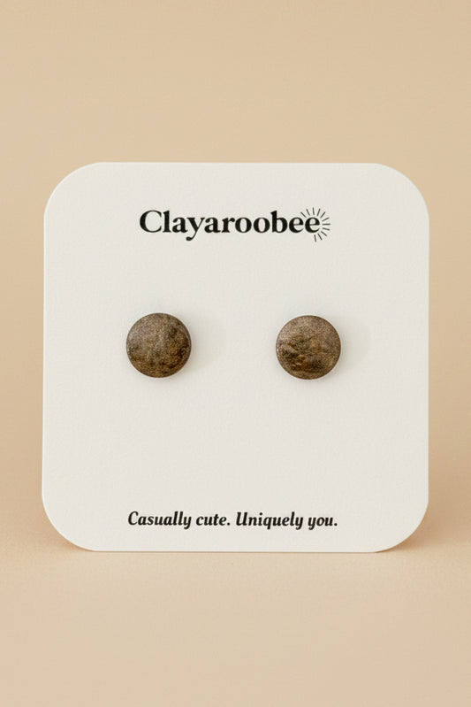 Hammered Shimmer Circle Stud, Brown