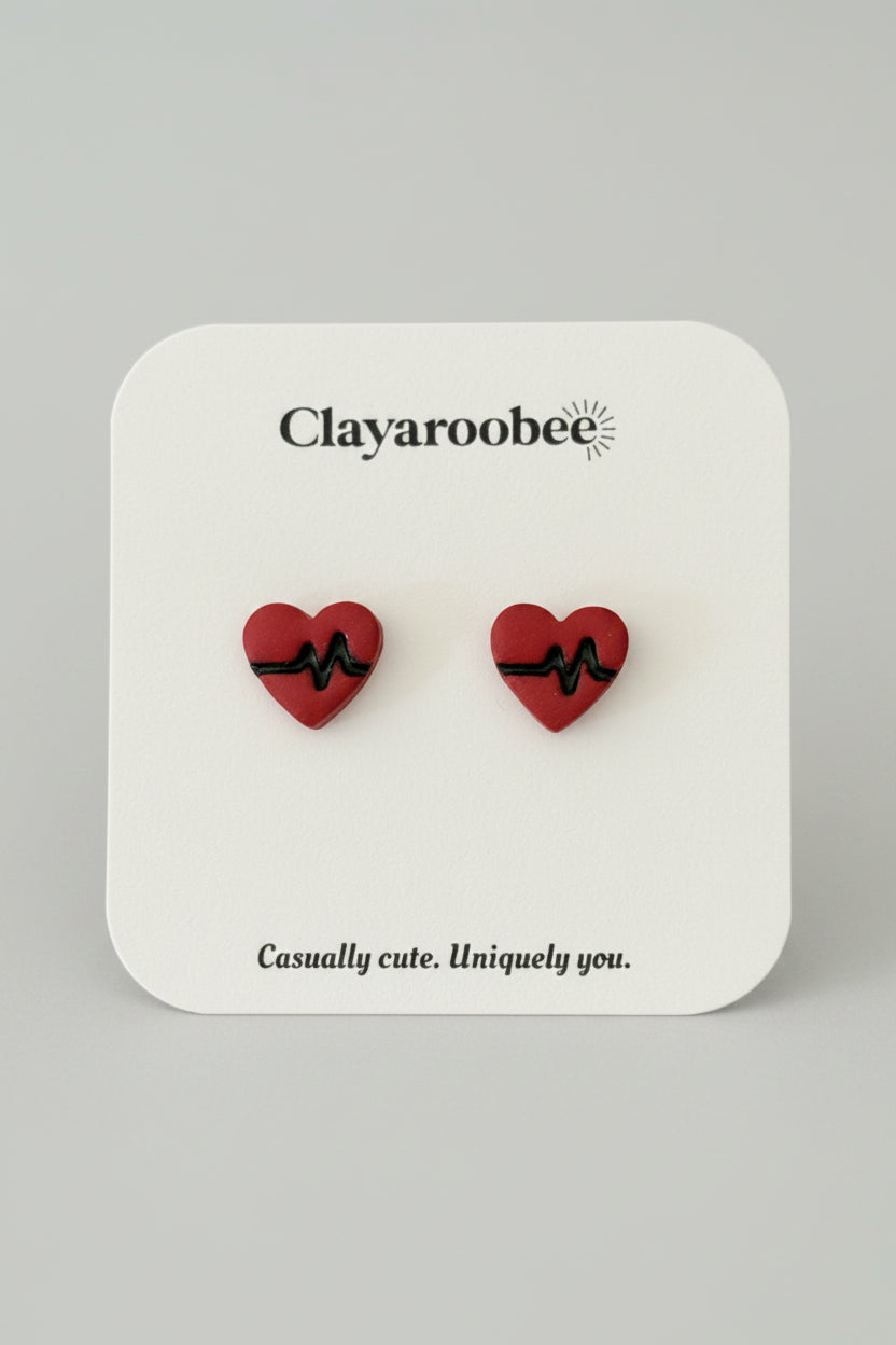 Heartbeat Stud, Black Line