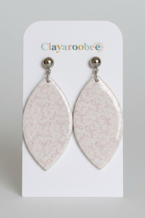 Long Leaf Dangle, Breast Cancer Ribbon Pattern