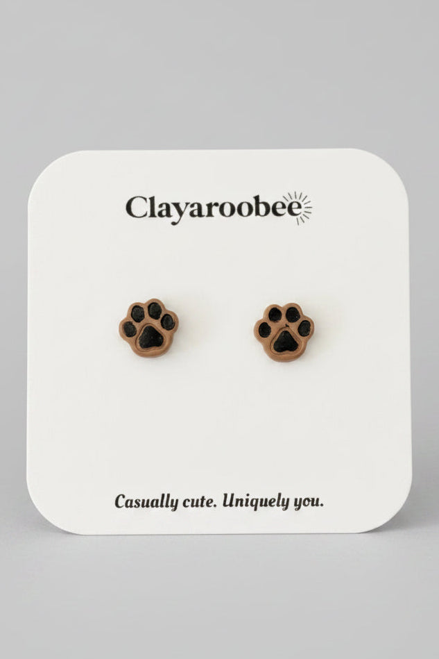 Paw Print Stud, Brown Paw, Mini