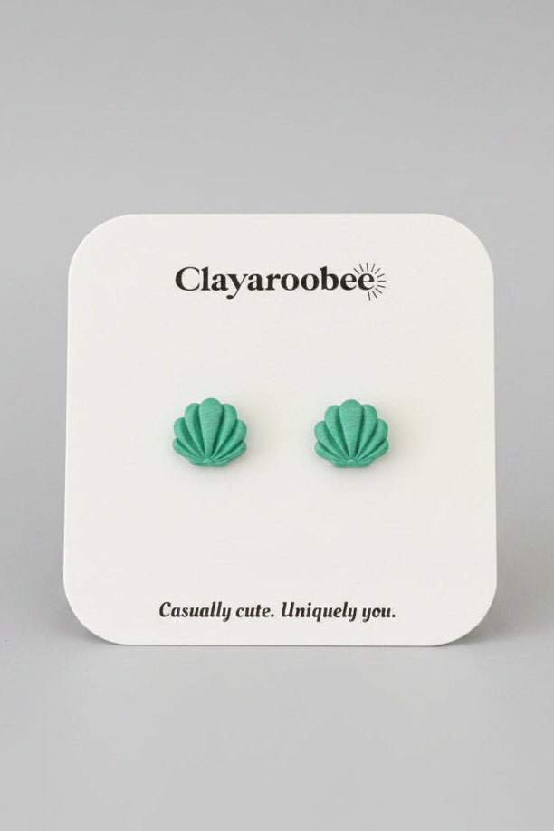 Seashell Studs, Mini, Teal