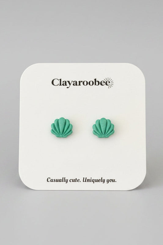 Seashell Studs, Mini, Teal