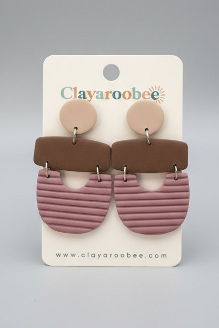 Triple Pc Dangle, Tan, Brown, Purple Ribbed Texture