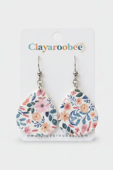 Wide Teardrop Dangle, Floral Design